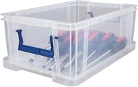 Bankers Box opbergdoos 10 liter, transparant met blauwe handvaten, set van 4 stuks verpakt in carton-3