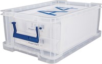 Bankers Box opbergdoos 10 liter, transparant met blauwe handvaten, set van 4 stuks verpakt in carton-1