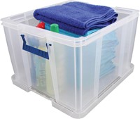 Bankers Box opbergdoos 48 liter, transparant met blauwe handvaten, per stuk verpakt in karton-3