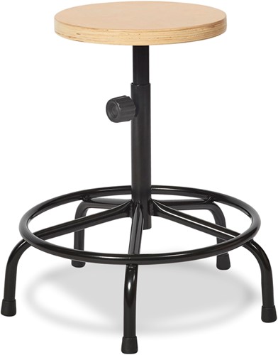 Werkkruk Rinca houten zitting met stalen kruisvoet