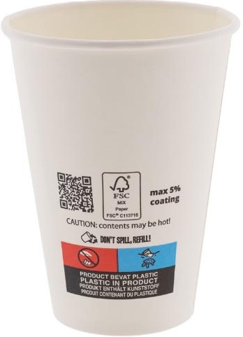 Beker uit karton, 180 ML, wit, pak van 100 stuks