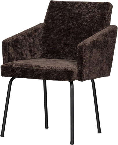 Mount Eetkamerstoel Met Armleuning 3D Chenille Donkerbruin