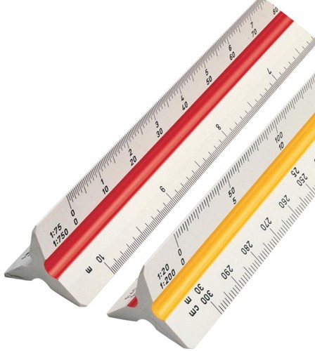 rotring driekantige schaallat 1:20; 1:25; 1:50; 1:75; 1:100 en 1:125