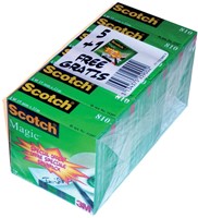 Scotch plakband Magic  Tape ft 19 mm x 33 m, pak van 6 rollen