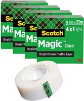 Scotch Magic Tape plakband ft 19 mm x 33 m, pak van 4 rollen