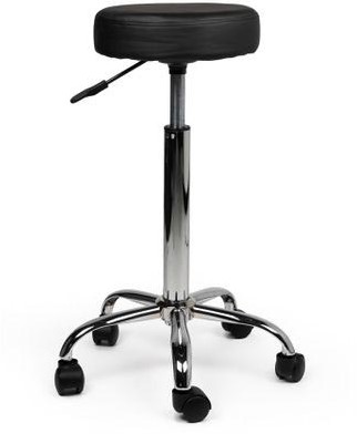 Kruk zonder voetring, zonder rugleuning, hoge gasveer, zwart