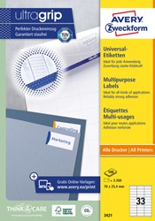 Etiket Avery Zweckform 3421 70x25.4mm wit 3300stuks