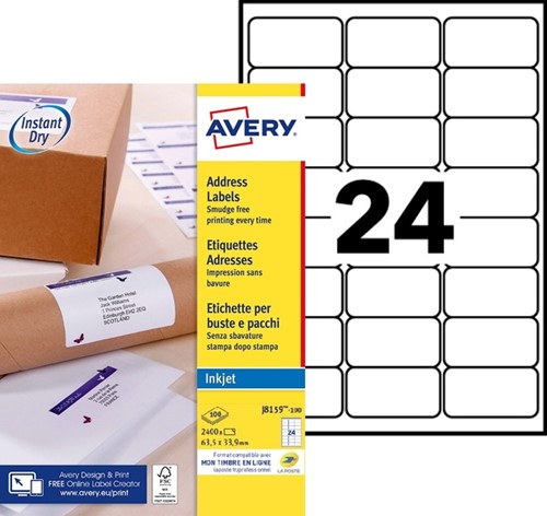 Etiket Avery J8159-100 63.5x33.9mm wit 2400 etiketten-2