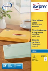 Etiket Avery J8563-25 99.1x38.1mm transparant 350stuks