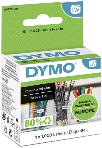 Etiket Dymo LabelWriter multifunctioneel 13x25mm 1 rol á 1000 stuks wit