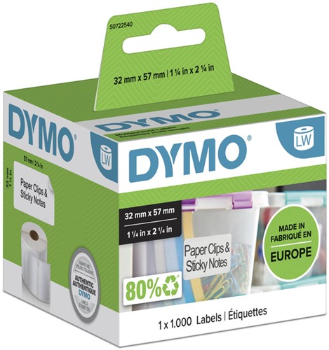 Etiket Dymo LabelWriter multifunctioneel 32x57mm 1 rol á 1000 stuks wit