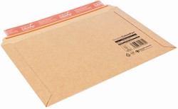 Verzendenvelop met balg, plakstrip aan lange zijde, ft 50 x 250 x 360 mm, bruin