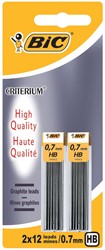 Bic Criterium potloodstiften, 0,7 mm, HB, blister van 2 etuis van 12 stuks