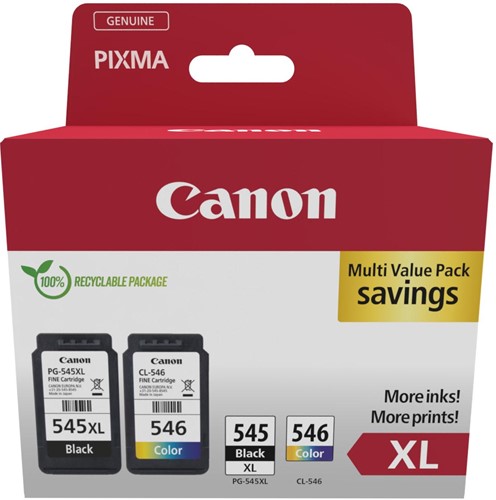 Canon photo value pack 1 x PG-545XL + 1 x CL-546XL, 300 - 400 pagina's, OEM 8286B012, 4 kleuren