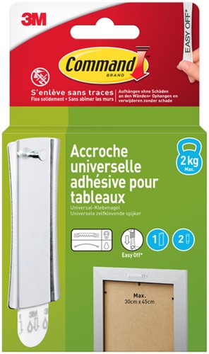 Haak Command metaal tbv oa schilderijlijsten incl bevestigingsstrip