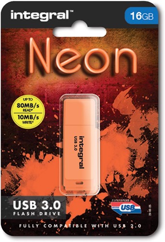 Integral Neon USB 3.0 stick, 16 GB, oranje-2