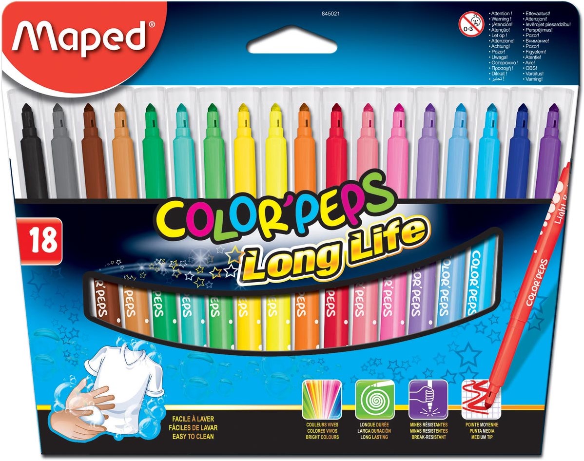 Oost Knipoog Afname Maped Viltstift Color'Peps 18 stiften in een kartonnen etui  One-Stop-Office-Shop.nl