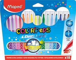 Maped Viltstift Color'Peps 18 stiften in een kartonnen etui