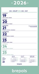 Brepols wand-week kalender op schild, 2026