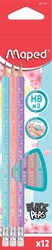 Maped potlood Black'Peps Pastel, met gum, kartonnen ophangetui met 12 stuks