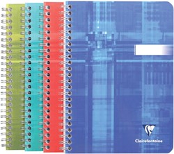Clairefontaine schrift ft 14,8 x 21 cm, 180 bladzijden, gelijnd, spiraalbinding, geassorteerde kleuren