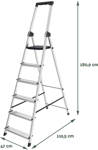 Brasq trapladder SL600, aluminium, zilver,  6 treden-3