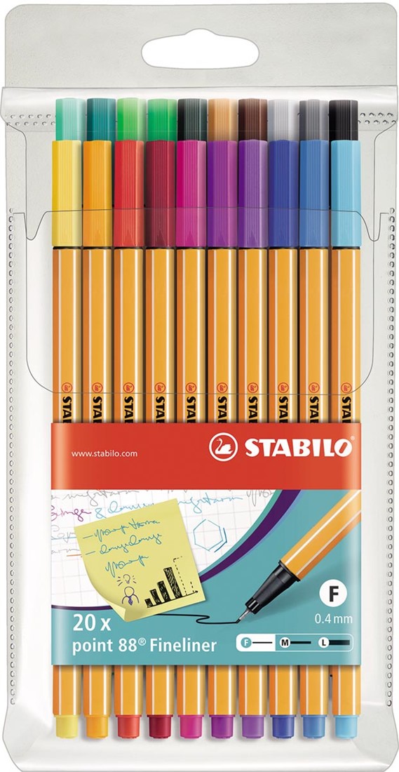 STABILO point 88 fineliner, etui 20 stuks in geassorteerde kleuren One-Stop-Office-Shop.nl