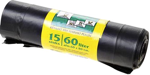 Vuilniszak Komo 60l met trekband 15 stuks op rol-3