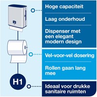 Handdoekroldispenser Tork H1 Image Line Matic zilver 460001-3