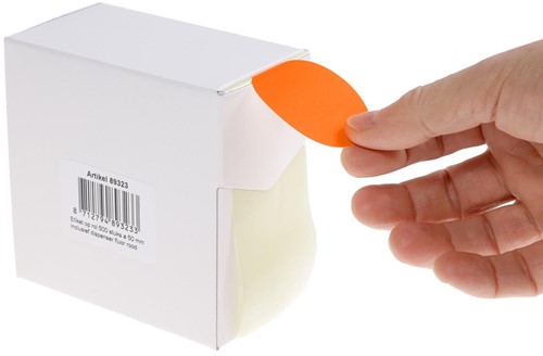 Rillprint ronde etiketten, diameter 50 mm, rol van 500 stuks, fluo rood