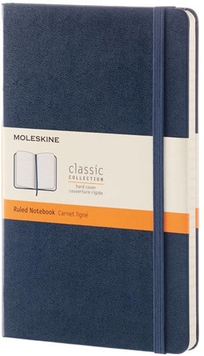 Moleskine notitieboek, ft 13 x 21 cm, gelijnd, harde cover, 240 blad, saffier