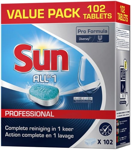 Vaatwastabletten Sun All-in-one 102 stuks