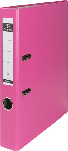 Pergamy ordner, voor ft A4, uit PP en papier, zonder beschermrand, rug van 5 cm, roze