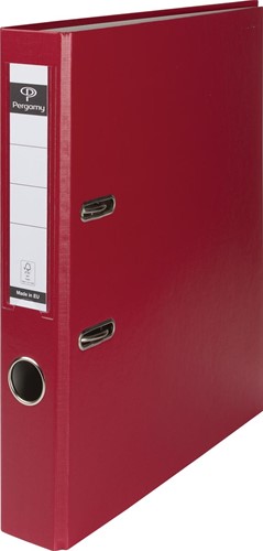Pergamy ordner, voor ft A4, uit PP en papier, zonder beschermrand, rug van 5 cm, bordeaux