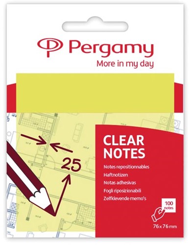 Pergamy transparante notes, ft 76 x 76 mm, 50 vel, geel-3