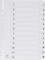 Pergamy tabbladen met indexblad, ft A4, 11-gaatsperforatie, karton, set 1-12