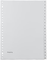 Pergamy tabbladen, ft A4, 23-gaatsperforatie, grijze PP, set 1-20