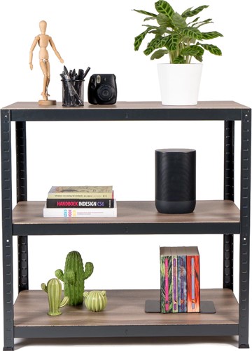 Avasco rek Home Table, ft 88 x 90 x 45 cm, 3 legborden, uit metaal, zwart-2