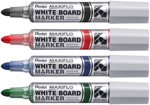 Whiteboardmarker Pentel MWL5M Maxiflo rond 3mm rood-3