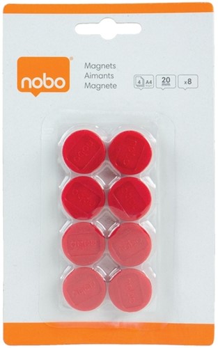 Magneet Nobo 20mm 120gr rood 8 stuks