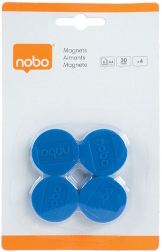 Magneet Nobo 30mm 700gr blauw 4 stuks