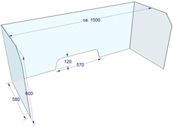Universeel hygiëne bureauscherm van Acryl 150cm