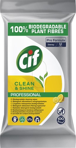 Cif vochtige schoonmaakdoekjes Clean & Shine, pak van 100 stuks