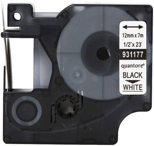 Labeltape Quantore 45013 12mmx7m zwart op wit-2