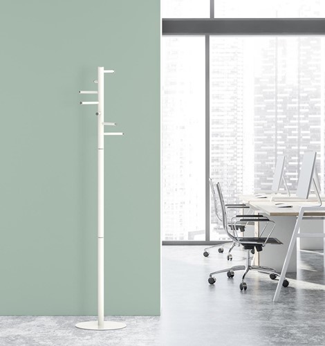 MAUL kapstok Caurus metaal, hoogte 177 cm, 7 ophangrails, wit RAL9010-2