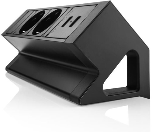 Opbouw stekkerdoos Power Desk UP2.0 2x230V 2xUSB (zwart)-3