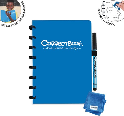 Correctbook A5 Original: uitwisbaar / herbruikbaar notitieboek, blanco, Earthy Blue (blauw)