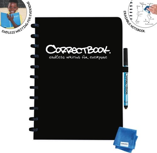 Correctbook A4 Original: uitwisbaar / herbruikbaar notitieboek, blanco, Ink Black (zwart)