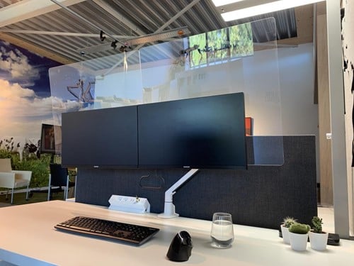 Hygiënescherm VESA Acryl voor 2 monitoren maat M