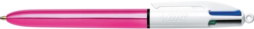 Bic Colours Shine 4-kleurenbalpen, medium, klassieke inktkleuren, lichaam metallic roze-2